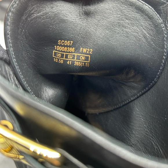 Stuart Weitzman Ultra Lug Black Combat boots Gold Buckles  size 10.5  new - Picture 13 of 14